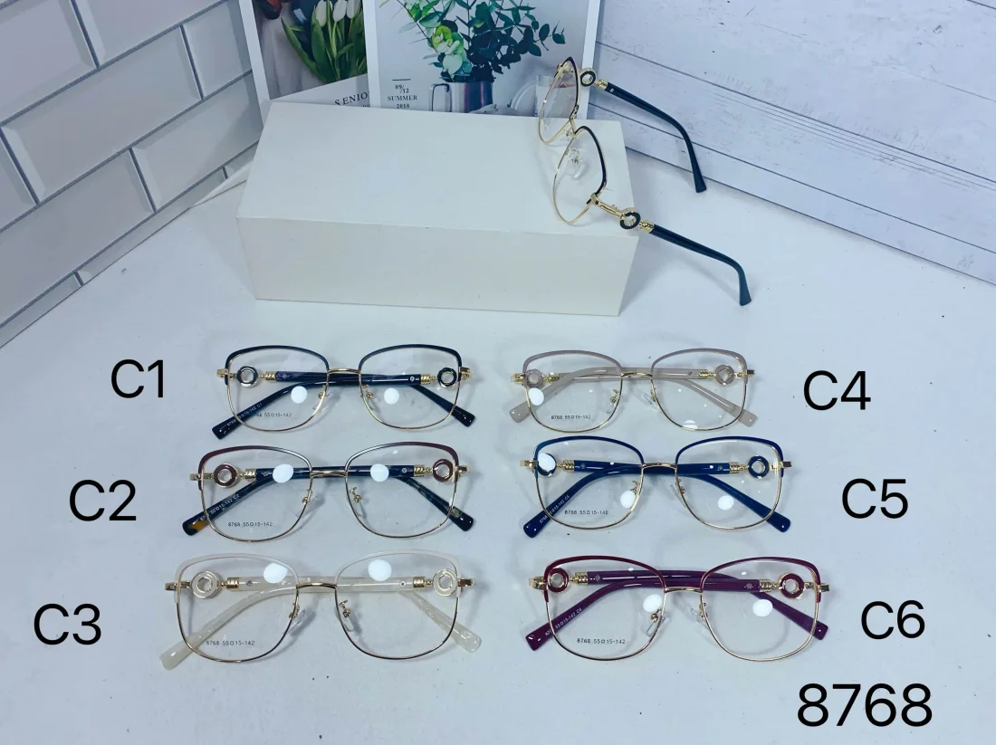Hot Latest Women Fashion Gold Metal Glasses Frames Double Bridge Aviation Stainless Steel Eyeglasses Frame for Reading