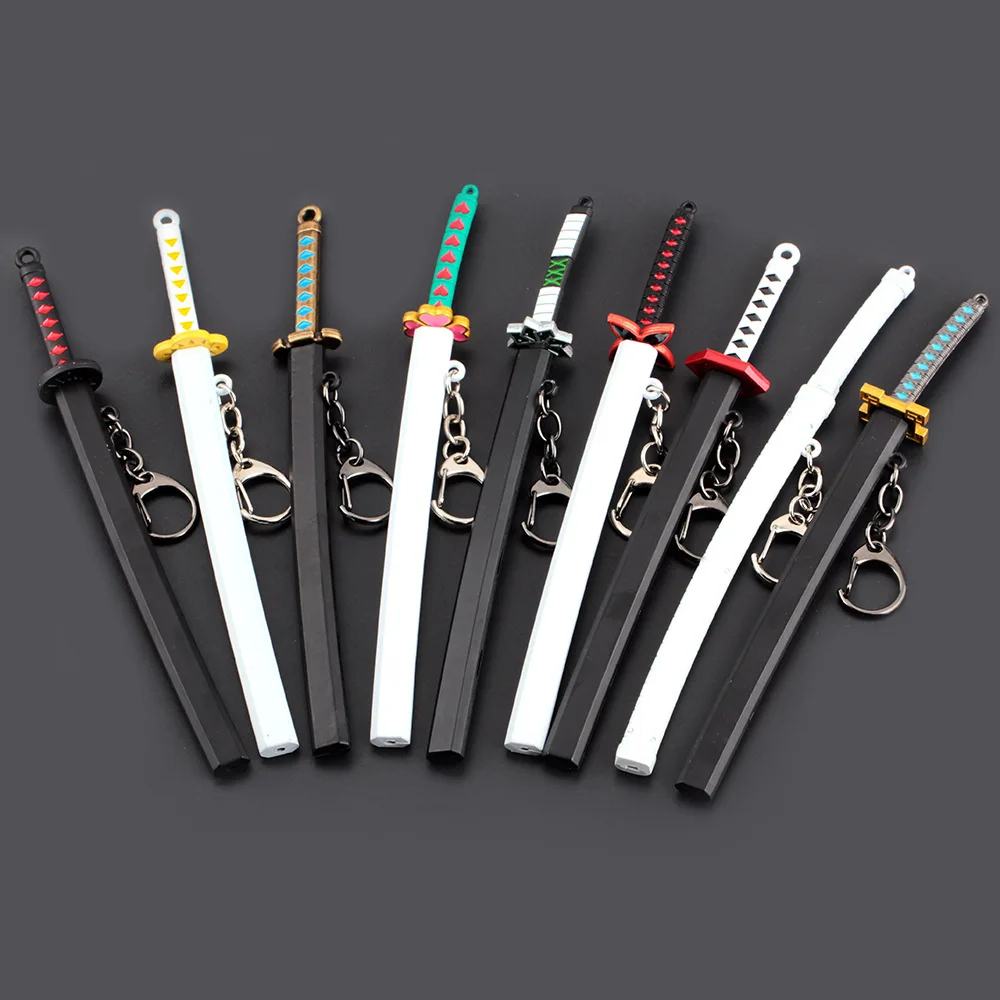 demon slayer Metal katana swords toy keychains Kamado Tanjirou Nichirin Blades cosplay ornament for students school bag pendant