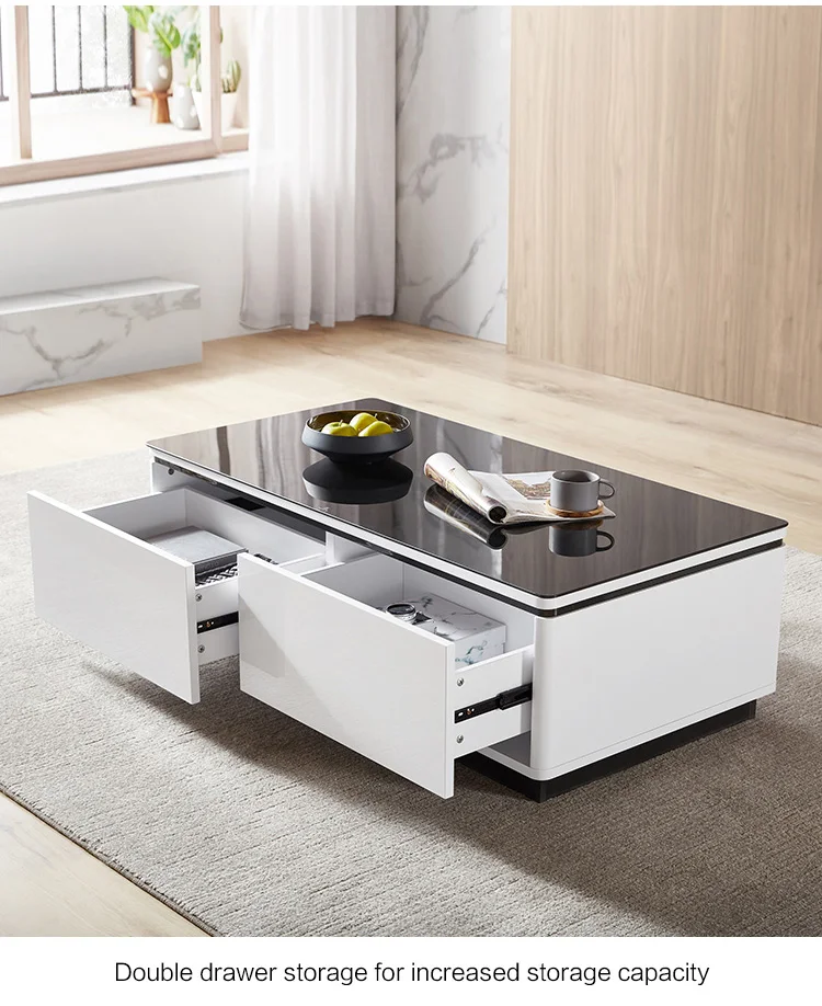 Modern Nordic Simple Design Wooden Glass Top Coffee Table Living Room Furniture TV Cabinet Set