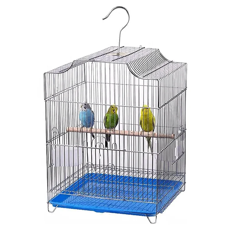 Wire Birdcage Hanging House Small Bird Breeding Cages Parakeet Bird Cage with Rolling Stand