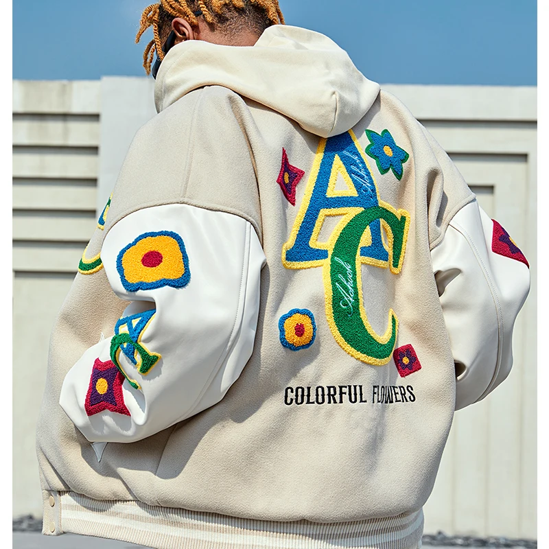 high quality baseball varsity jacket patches custom men wool varsity jacket