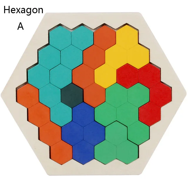 Hexagon Building Blocks Geometric Toys Wooden Puzzle Educational