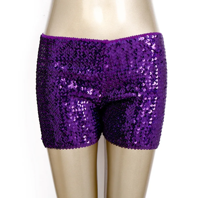 4th of July American Indepencen Day Mardi Gras Women 2-way Stretch Fabric Purple Green  Gold Striped Sequin Shorts