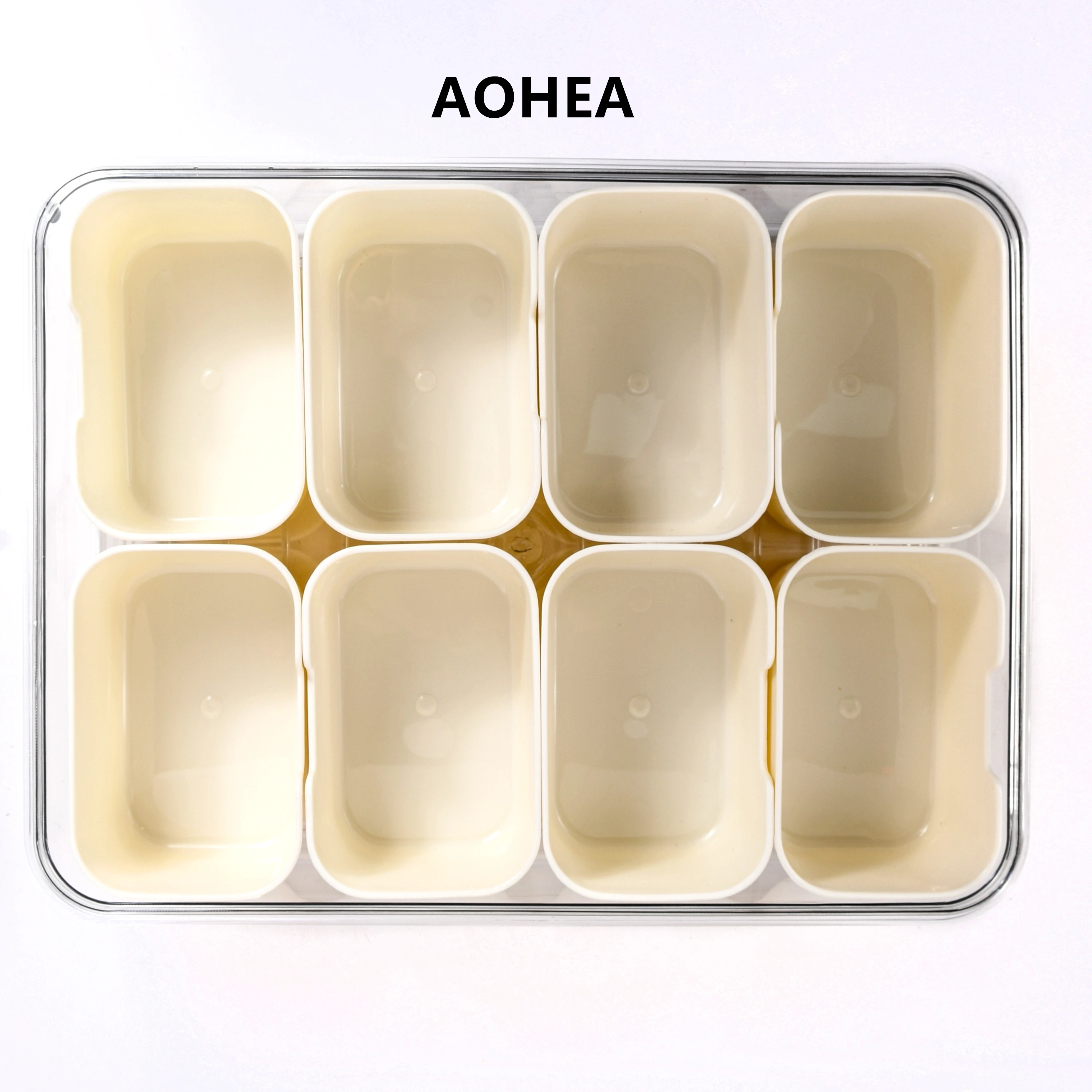 Aohea bpa free 4 8 compart box Kitchen  spice box organizer spice organizer airtight jar plastic thickened frozen draining fresh