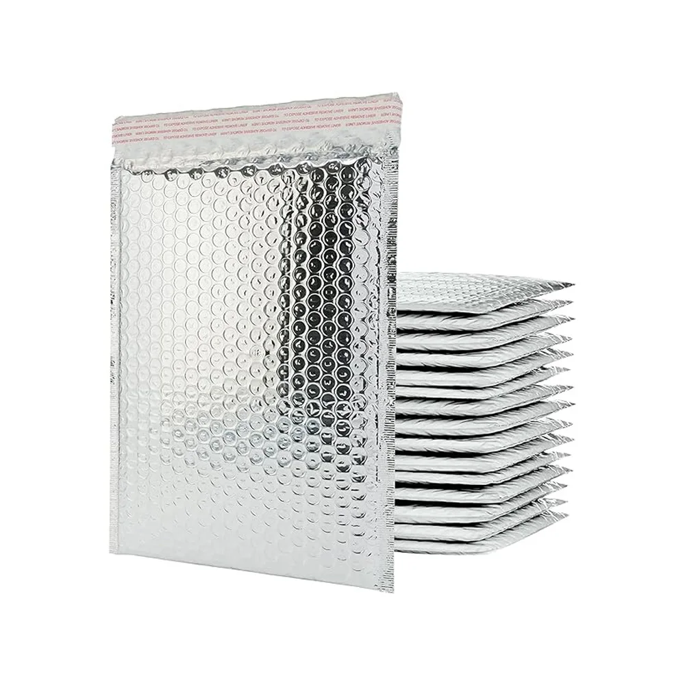 Metallic Thermal Padded Envelopes Self Seal Silver Color Bubble Mailers Insulated Shipping Bags Thermal Bubble Mailers