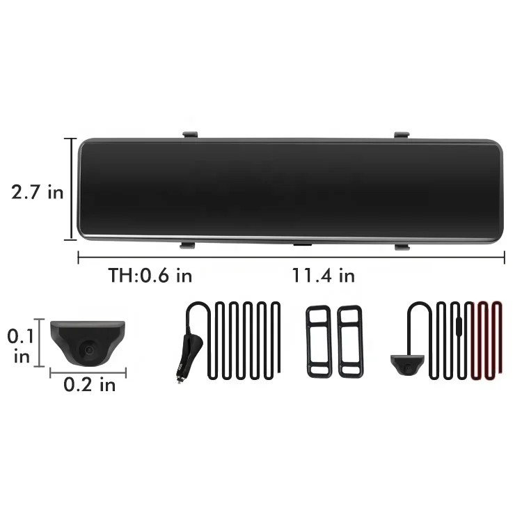 New Arrival 12 inch Rearview Mirror Dash Cam Dual 1080P Front and Rear Recording Car Camera for RIGHT Hand Driving