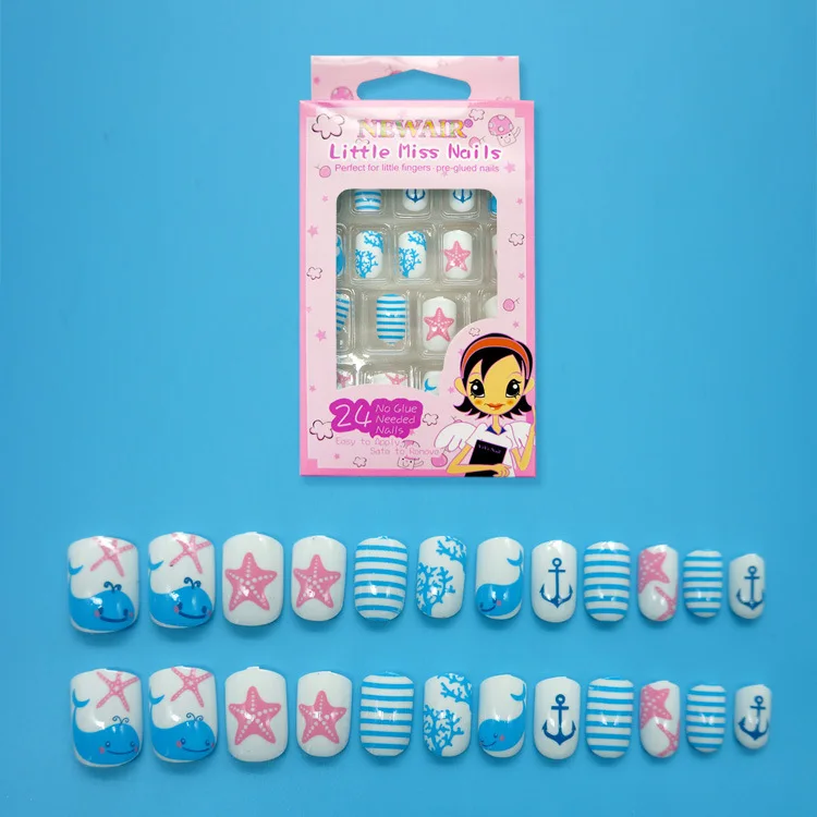 Wholesale False Nail OEM Custom Design Children Cute Pattern Kids Press On Nails Kids Nail Art