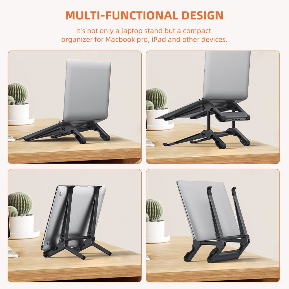 Hot Sale Portable Foldable Aluminium Alloy Laptop Notebook Holder Height Adjustable Aluminum Laptop stand With PD HUB