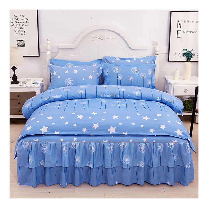 Hot Selling 100% Polyester Home Japan&Korea Style Massage Bed Skirt Sheet Set with Quilt Cover and Pillowcases