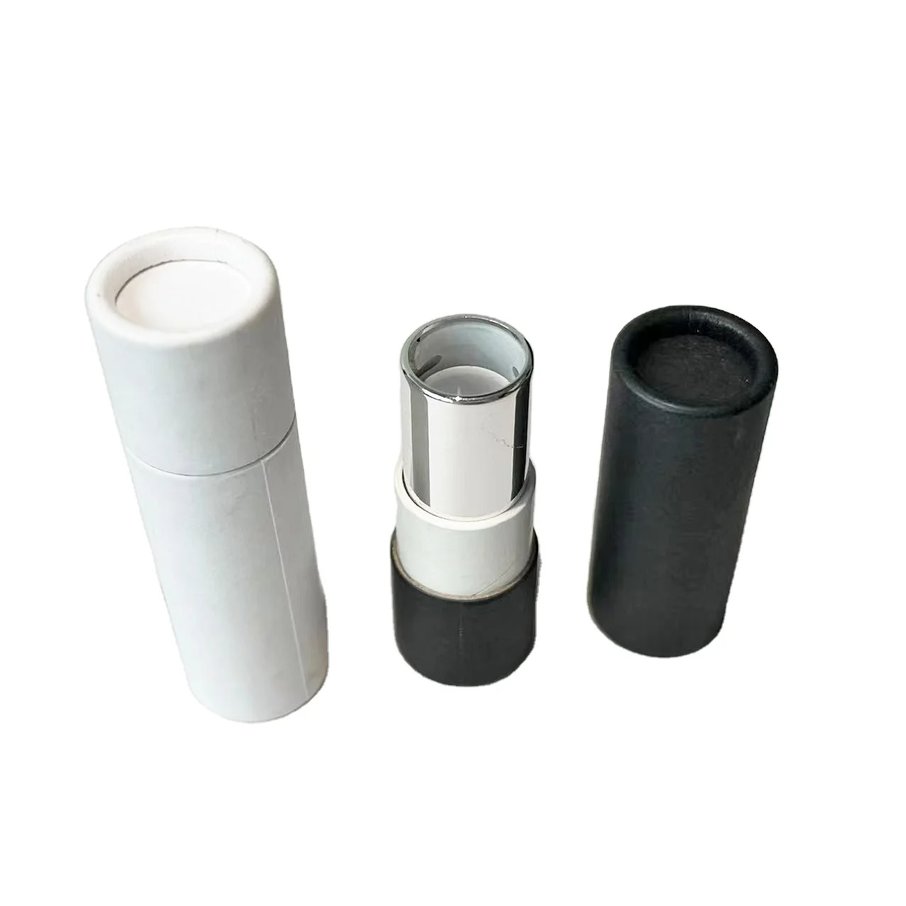 100% Recyclable Custom Packing Strong Kraft Cardboard White Black Twist up Lip Balm Paper Tube