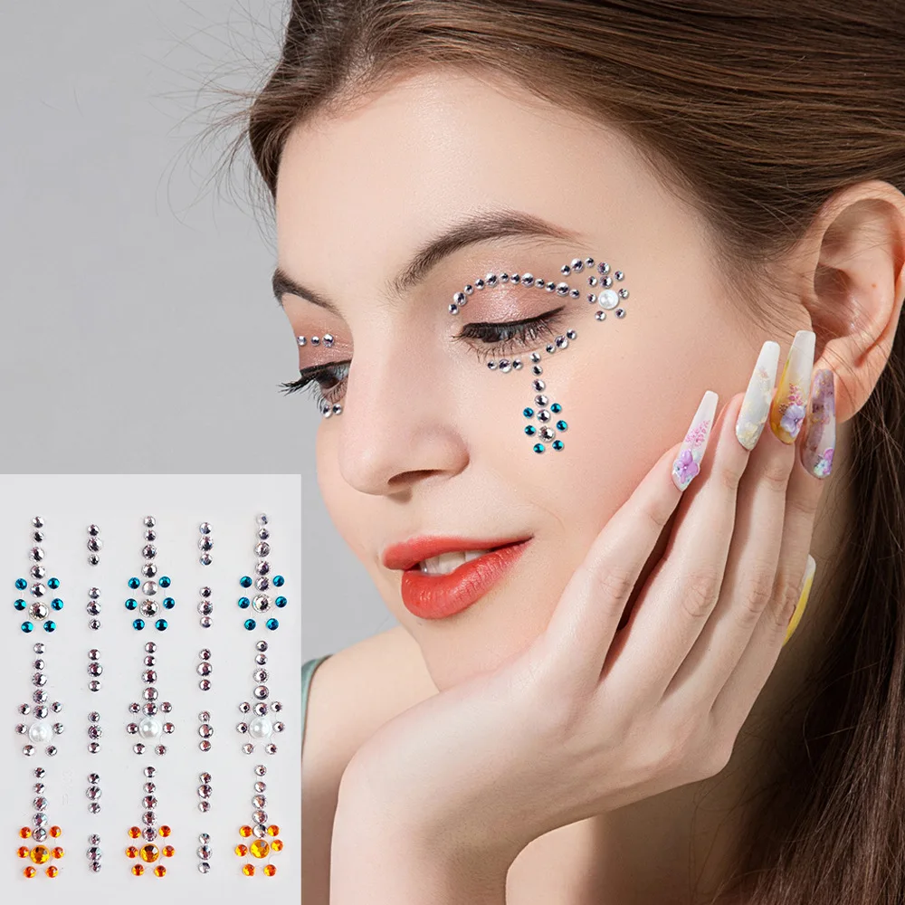 Missbloom Color Face Diamond Crystal Gem Rhinestone Back Glue Body Art Masquerade Eye Back Glue Diamond