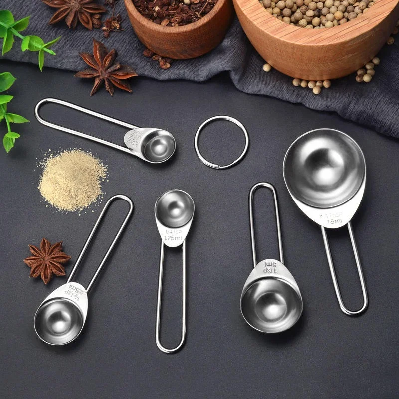 5 Pack Stainless Steel Measuring Spoon 1 tsp-1/8 tsp for Dry and Liquid Metal Measuring Spoons