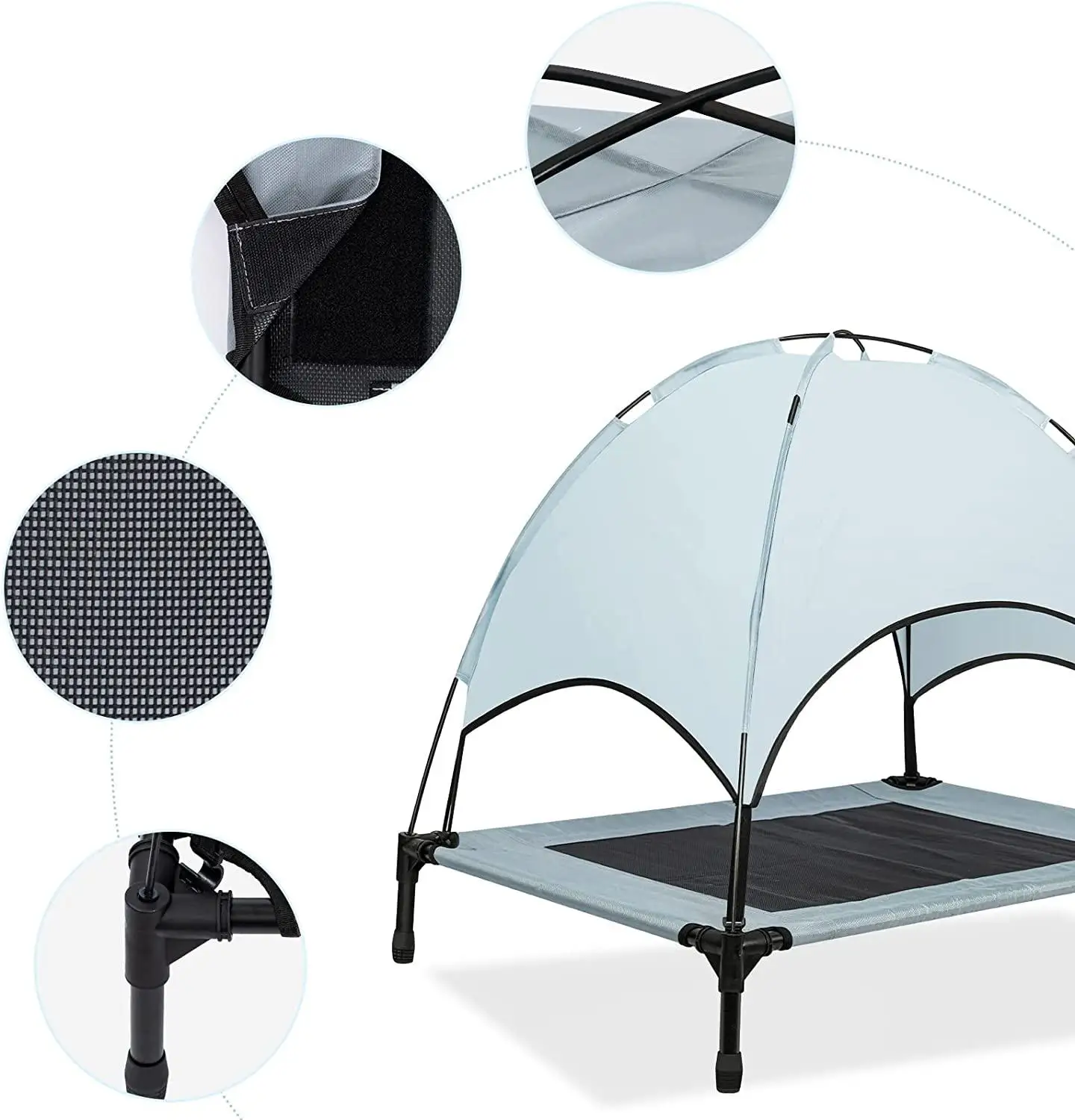 Outdoor Dog Cot Removable Canopy Elevated Dog Bed with Canopy Shade Portable Raised Pet Cot Cooling Bed Solid Bed Nest 500pcs