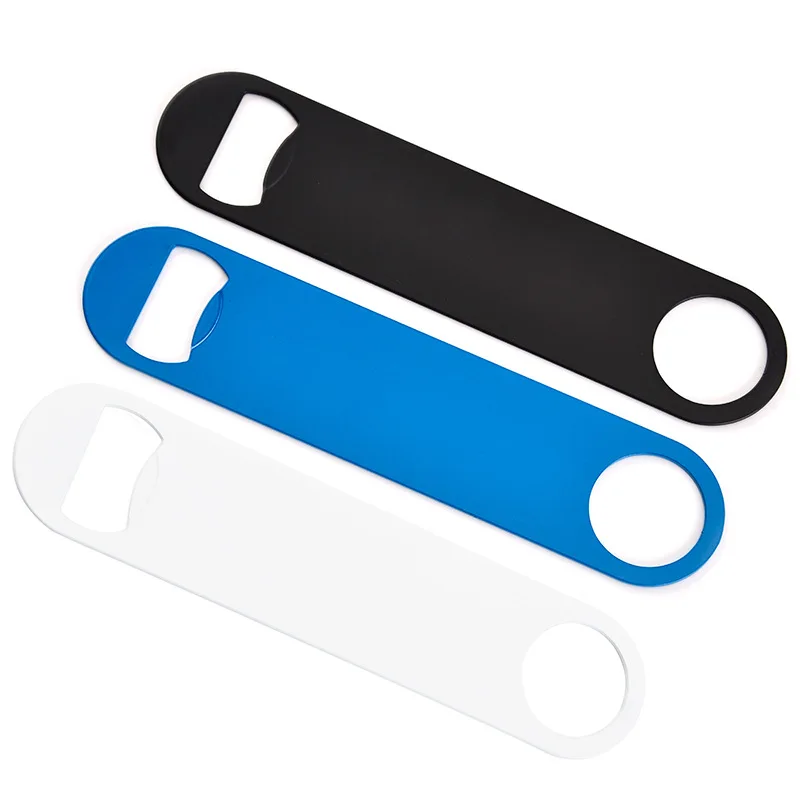Factory Wholesale Custom Logo Beer Wine Bottle Opener Metal Flat Sublimation Bottle Opener Blank Stainless Opener for Bar