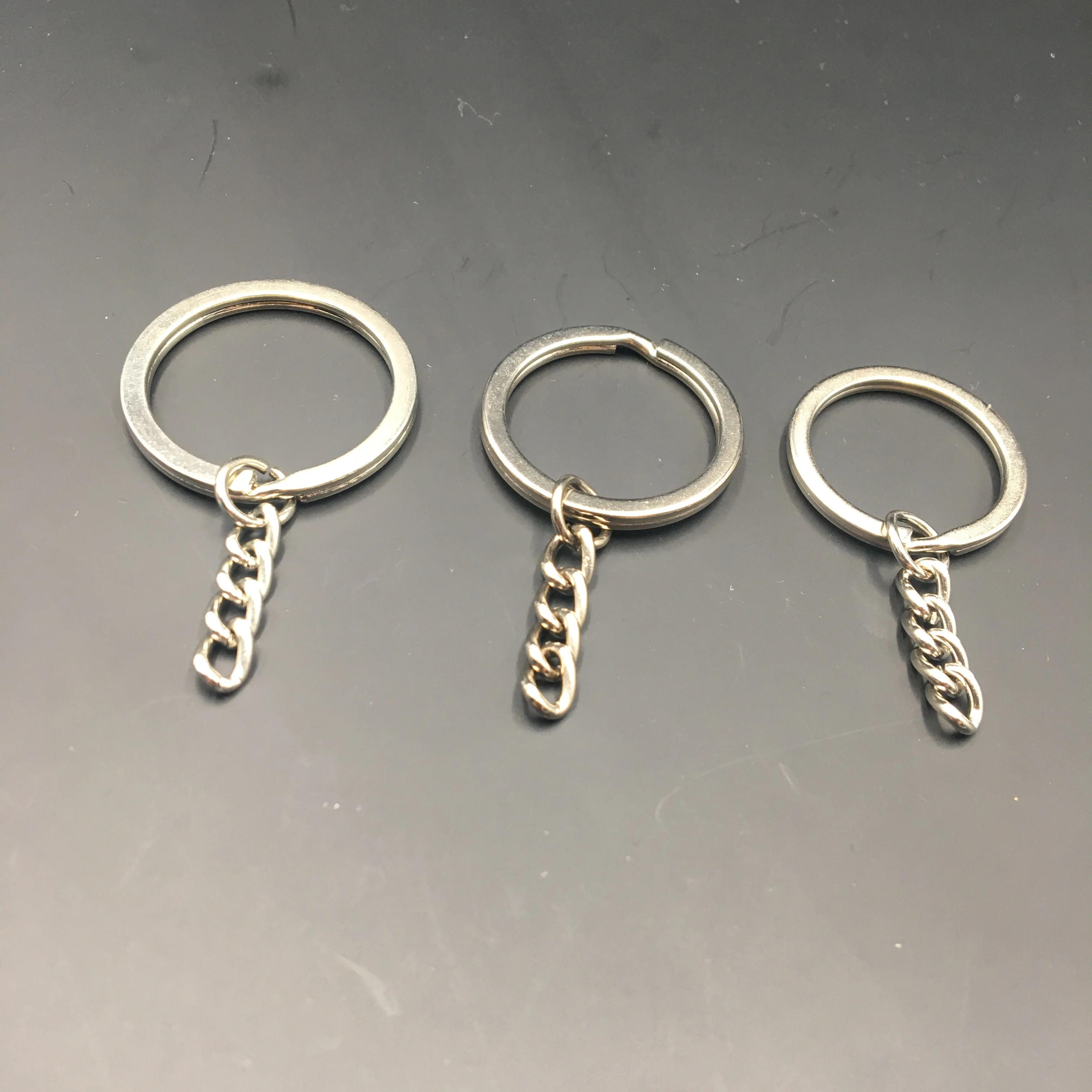 1.5*25 mm stainless steel iron round split rings keyring with chain