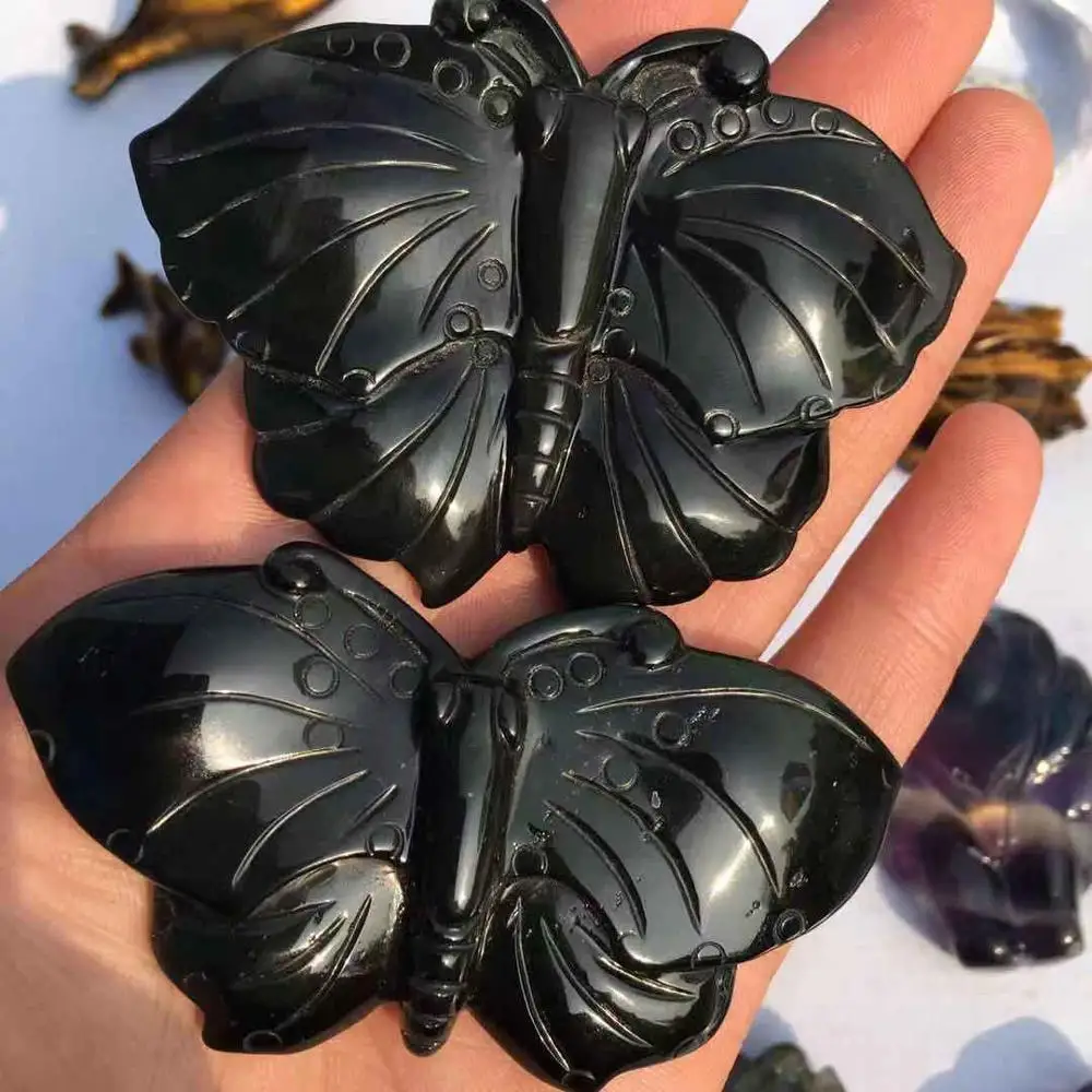 Wholesale Natural Crystal Carving Obsidian Butterflies For Gifts