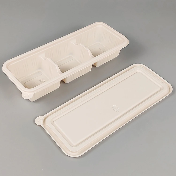 Disposable food container biodegradable corn starch food container microwave oven take-away food packaging container with cover