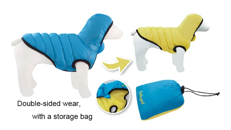 Custom Support Dog Puffy Jacket Reversible Pet Apparel Waterproof Down Cat Winter Costume Designed Dog Clothes