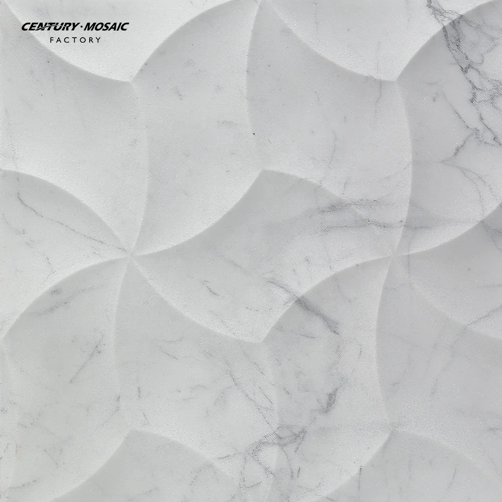 White Carrara 300*300mm 3D Effect Marble Wall Tiles Bathroom Tile Design