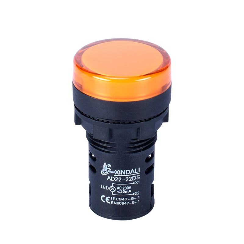 AD22-16ds Yellow Color AC/DC 12V,24V,36V,110V, AC220V LED Power Indicator Signal Light Pilot Lamp
