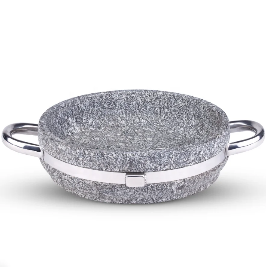 Korean Circular Type BBQ Stone Grill Korean Natural Stone Home Plate Pork Belly Roasting BBQ Pan Stone Plate Stovetop Barbecue