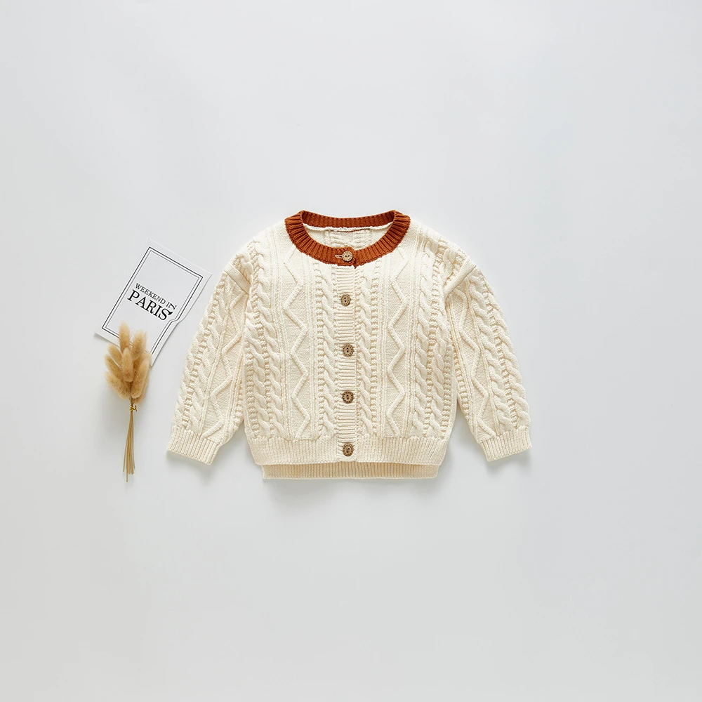 fashion knitted wholesale cardigan for baby girl with different color rim