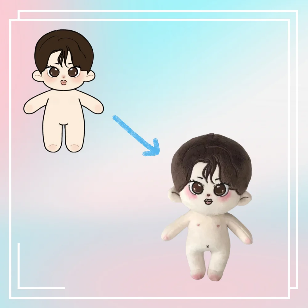 Cute 5mm Minky Fabric long fur hair 15cm Custom Plushie Doll