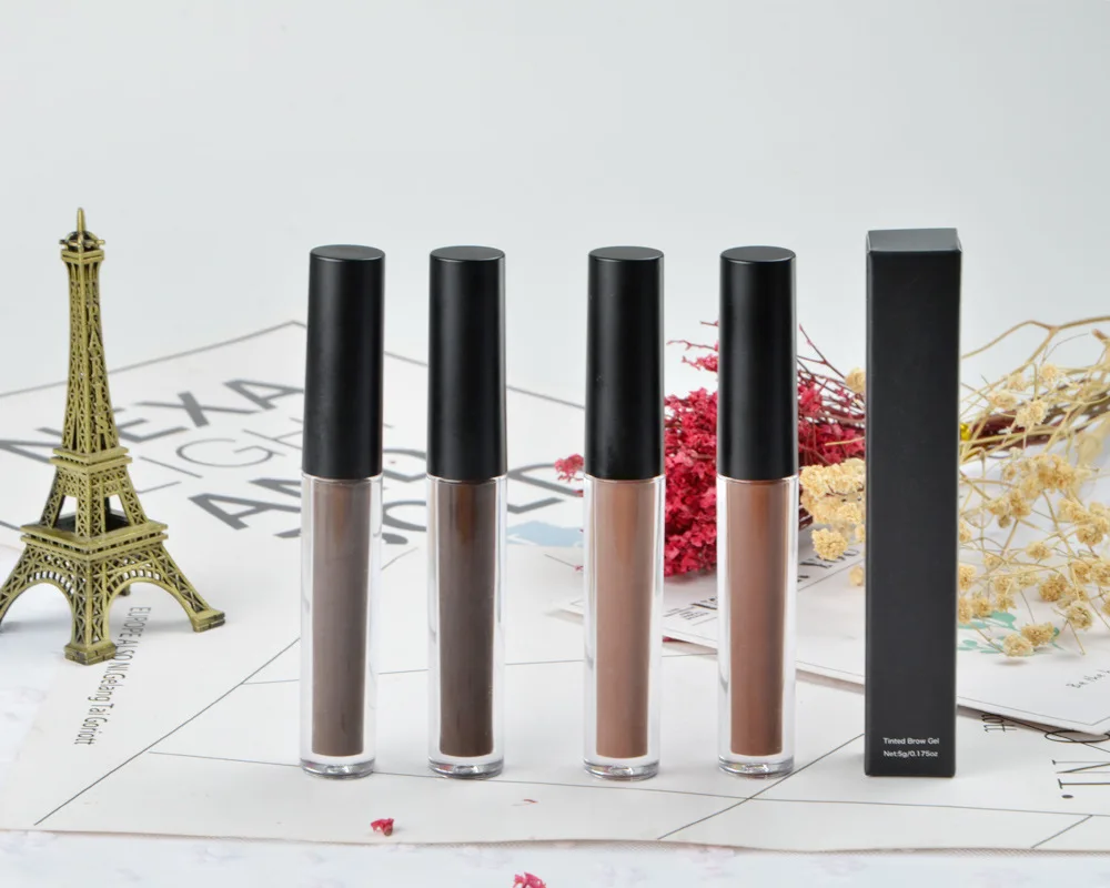 Beauty Glazed eyebrow Gel in clear tube eyebrow powder kits 5 colors private label eyebrow Gel