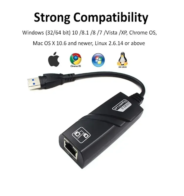 Factory wholesale Drive free 10/100/1000mbps usb port to ethernet cable network card usb 3.0 to RJ45 Gigabit Ethernet Network Ad