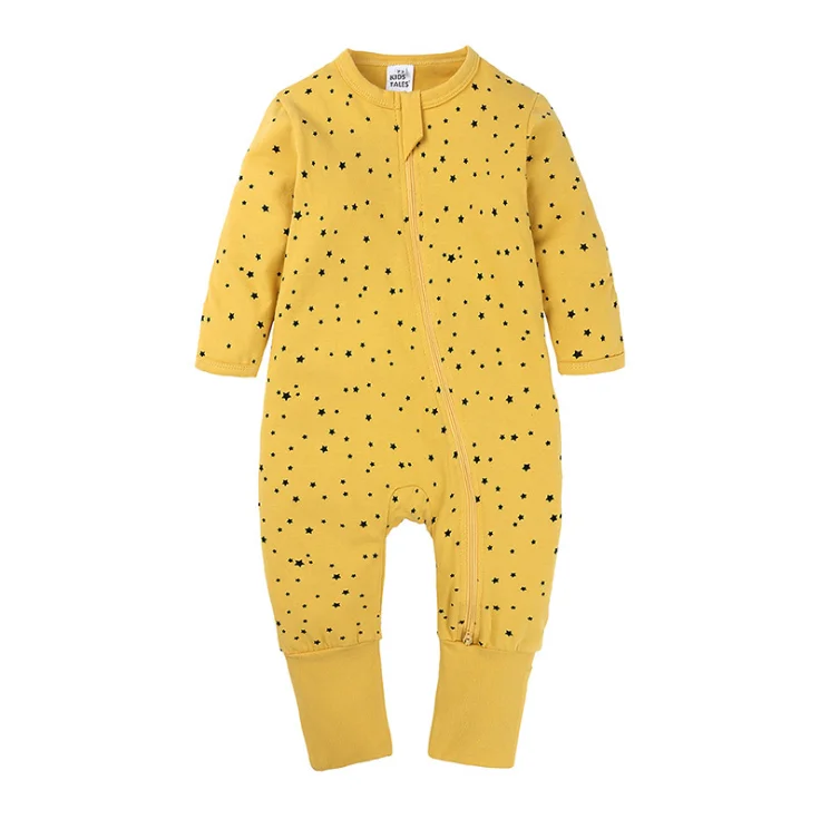Newborn Baby Double Way Zipper Onesie Jumpsuits Toddler Infant Long Sleeve Rompers Pajamas