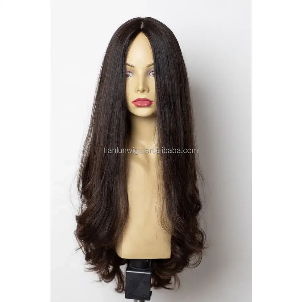 Russian virgin human hair double fine mono base jewish hair lace topper with natural bangs size 6x6 inch