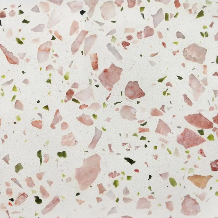 High Quality Pink Color Polished Terrazzo Tile Floor Terrazzo Flooring