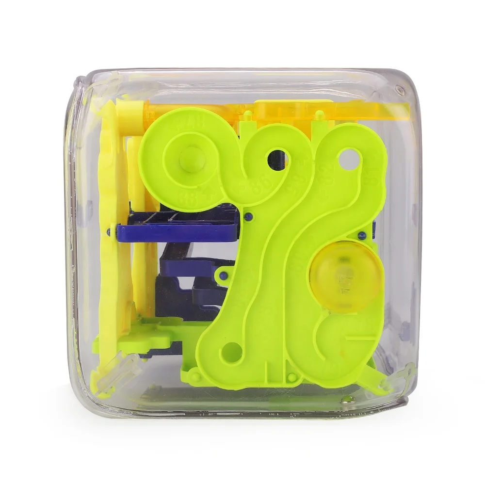 3D funny brain fidget toy labyrinth rolling beads transparent square maze cube for kids