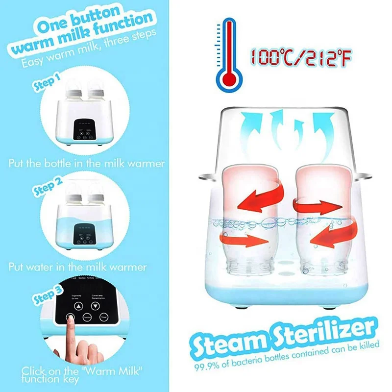 Electric digital infant feeding bottle sterilizer thermostatic function baby milk bottle washer breast milk warmer heater