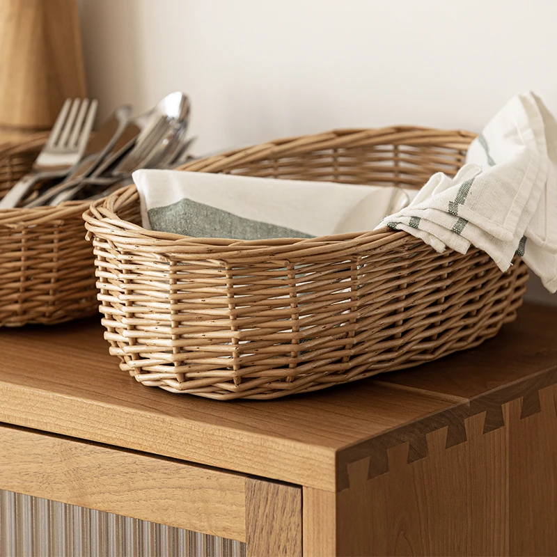 Wicker Basket Round Wicker Bowls for Fruit Bread Vegetable
