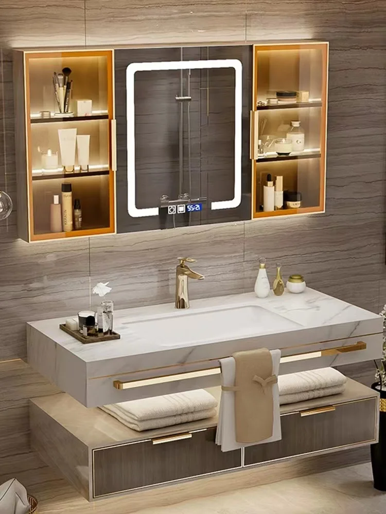 Luxury Floating designer bathroom cabinet vanities furniture sinks Wall Mounted designs double washing basin set