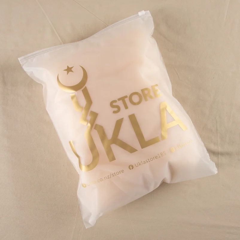 Custom Gold Logo Matte Frosted Plastic Packaging Zipper Bags,Biodegradable T Shirt Swimwear Zip Lock Clothing Bags With Logo