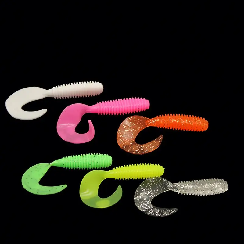 WeiHe 5cm/6cm/7cm 9colors Soft Rubber Bait Fishing Lure Jig Wobbler Soft Worm Curl Worm Soft Lure Bass  Long Tail Swimbait