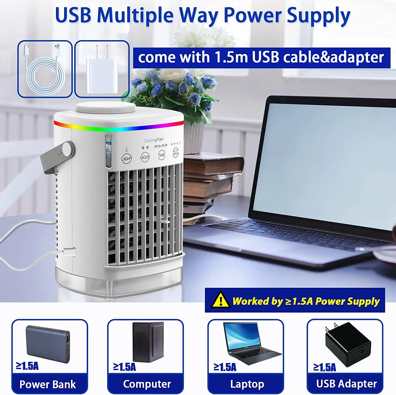4-скоростной Кондиционер USB увлажнитель воздуха спрей воздушный охладитель приспособление для домашнего воздушного охладителя портативный