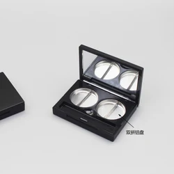 Low price 1g*2 Double aluminum plate eyeshadow Case Matte Black Custom Logo  Container Empty Eyeshadow Case with mirror