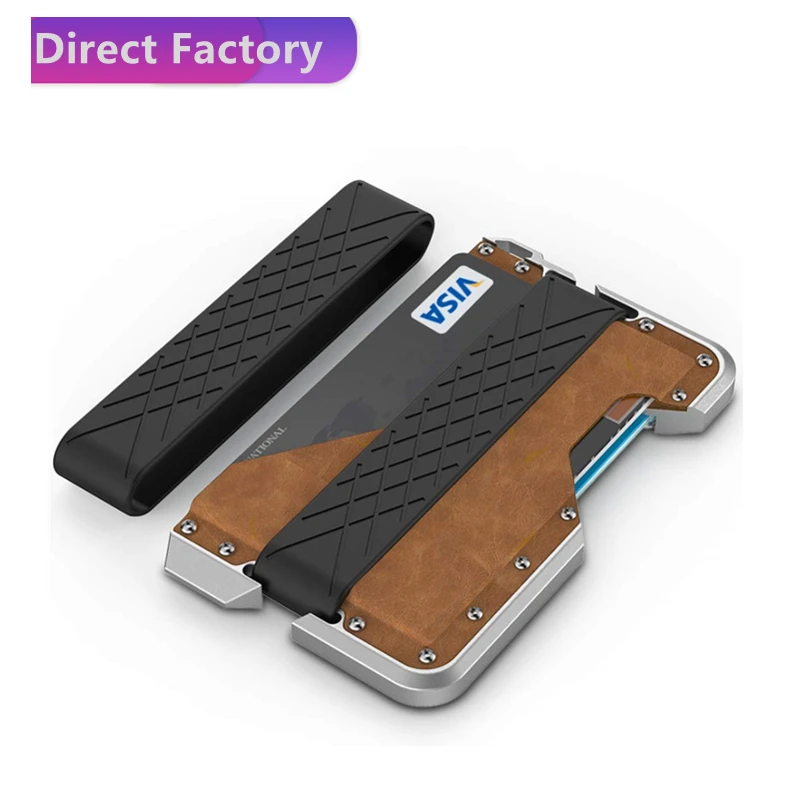 
2021 hot sale leather ultra-thin aluminum alloy case business card holder wallet outdoor tool with bottle opener for men women 