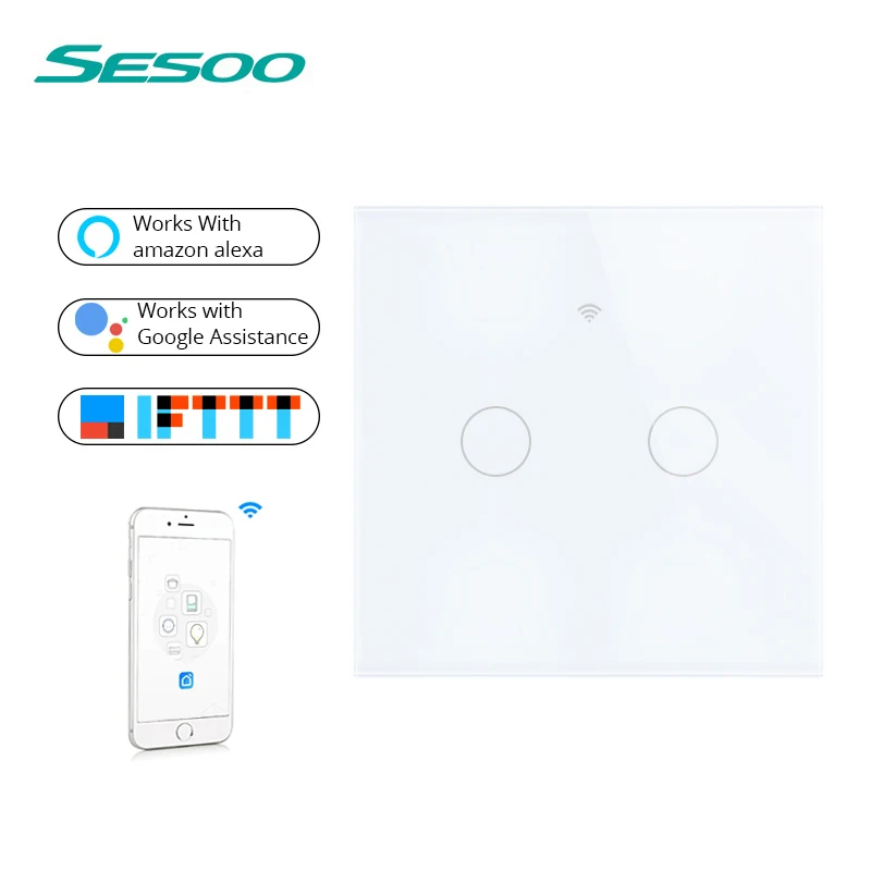 Factory customization Inteligente tuya Wall Touch Switch Wifi Control Glass Panel sound control light EU touch switch