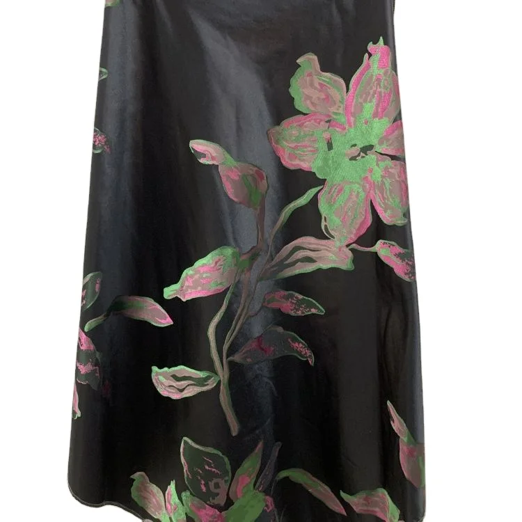 Factory price Pink Printed Satin Nylon Polyester Knitted  Brocade Jacquard Fabric For Lady Dress