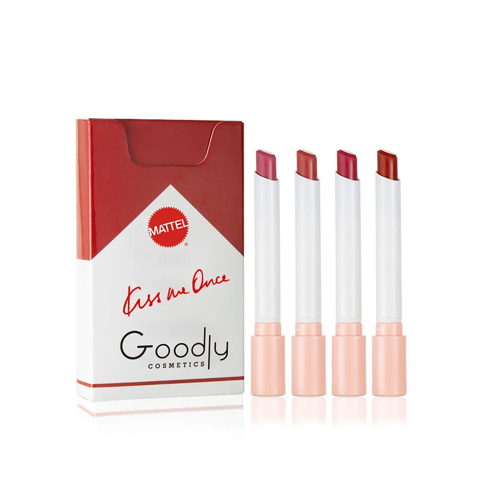 Goodly Smolder OEM/ODM Mini Small Little Smoke Tube Cigarette Lipstick Pink Lip Gloss Stick 4 Packs Matte Sets for women