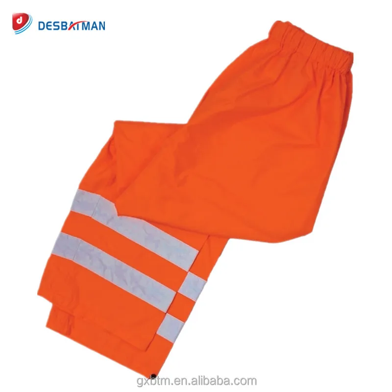 Custom hi vis waterproof raincoats 100% polyester with PU adult long sleeve raincoats jackets with reflective tapes