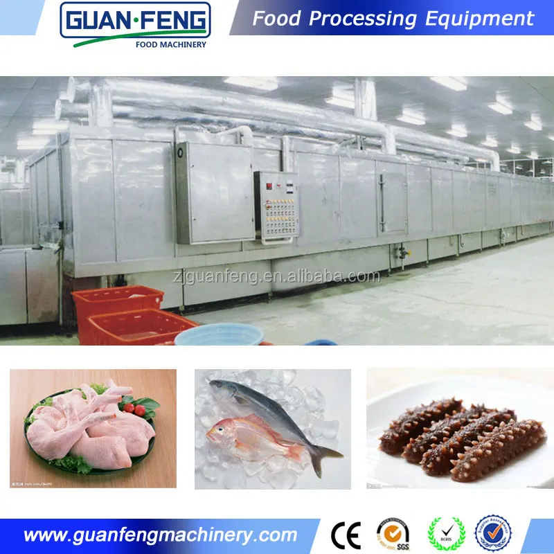 Professional Tunnel Quick Freezing Fluidized IQF Freezers Freezing Frozen Food Machine