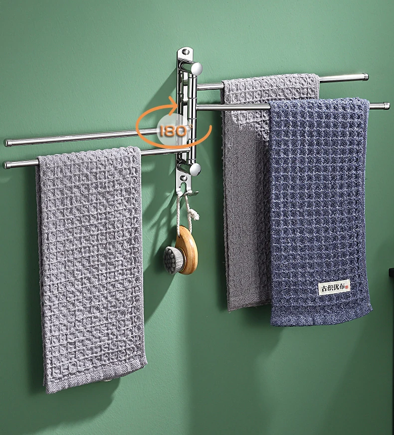 Swing Towel Bars Swivel Towel Rail 5 Arm Wall Mounted Hand Towel Rack Holder Easy Install Wall Mounted