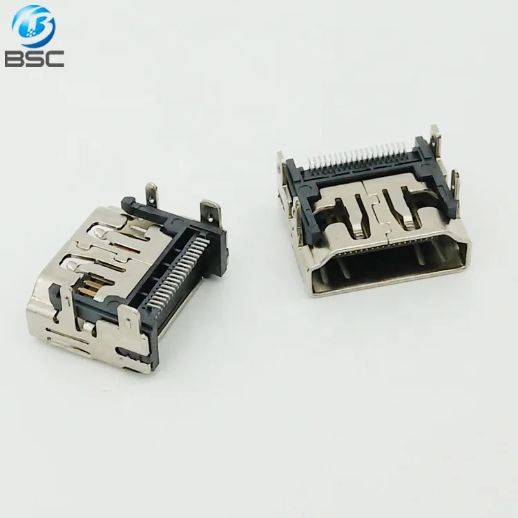 19P Type A Female Right Angle SMT HD-MI High Definition Multimedia Interface Connector for Audio & Video Data Transmission