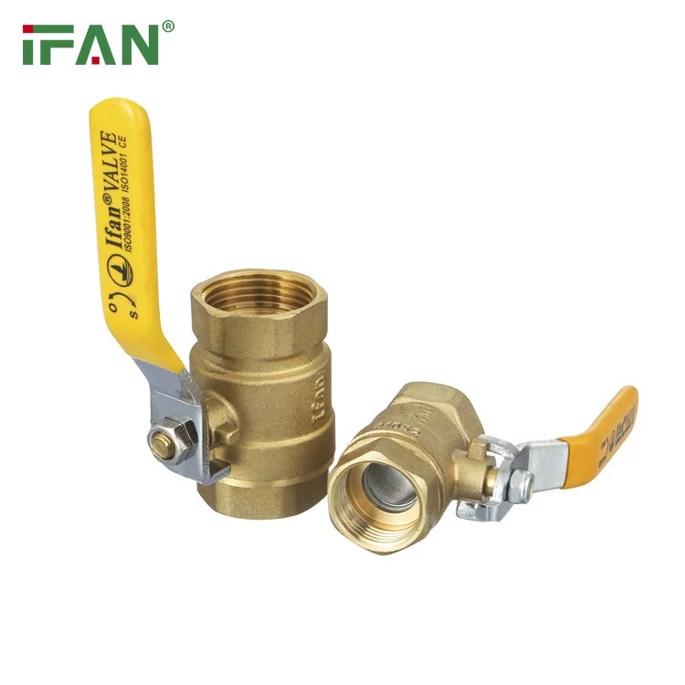 IFAN ASTM D2513 Anti-corrosion 1/2'-2' Brass Ball Valve Yellow Straight Handle Gas Valve Female Thread Brass Gas Valve