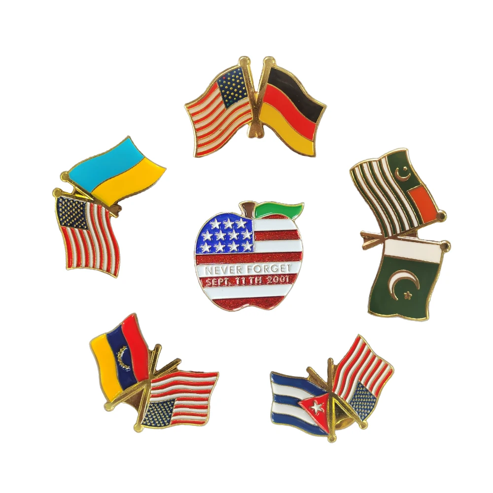 Mexico Saudi Arabia Palestine US UAE American Flag Lapel Pins